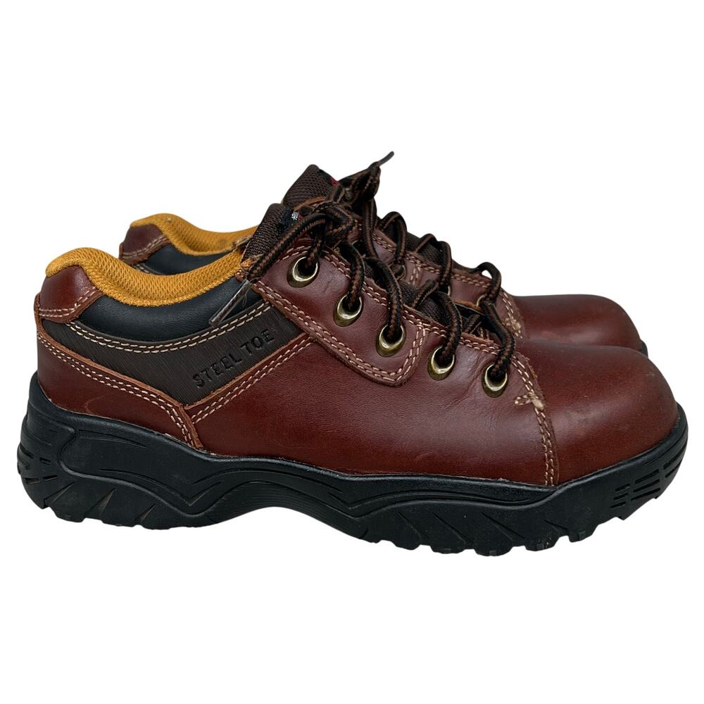 Herman Survivors Raylen Steel Toe Work Shoes 6.5 Women Brown Leather Lace Up